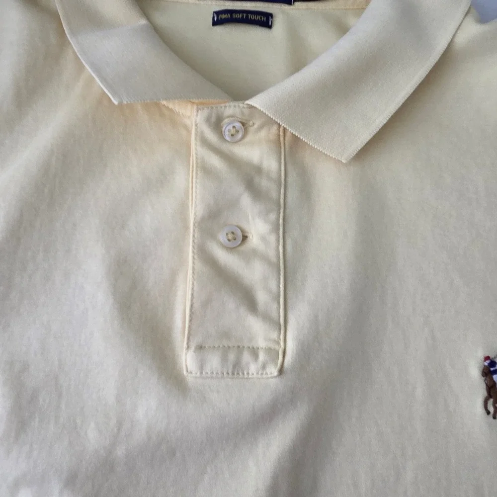 Polo Ralph Lauren Mens Yellow Pima Cotton Polo Shirt XXL Soft Touch Short Sleeve